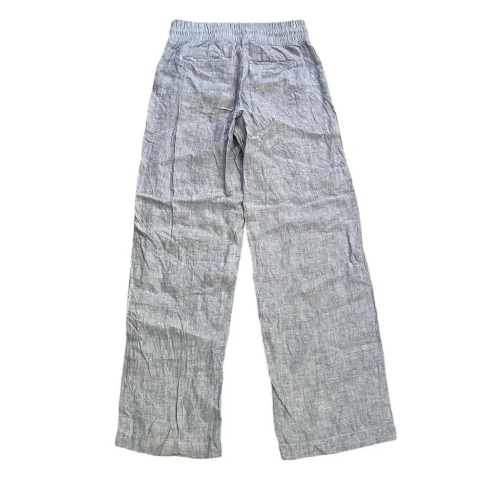 Athleta Cabo Linen Wide Leg Light Blue Pants Elastic Comfort - Picture 6 of 8